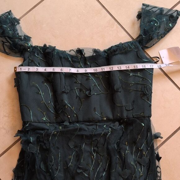 NWT Dessy Collection Birch 3D Sequin Embroidery Dress Evergreen Green Size 14 - Picture 10 of 15